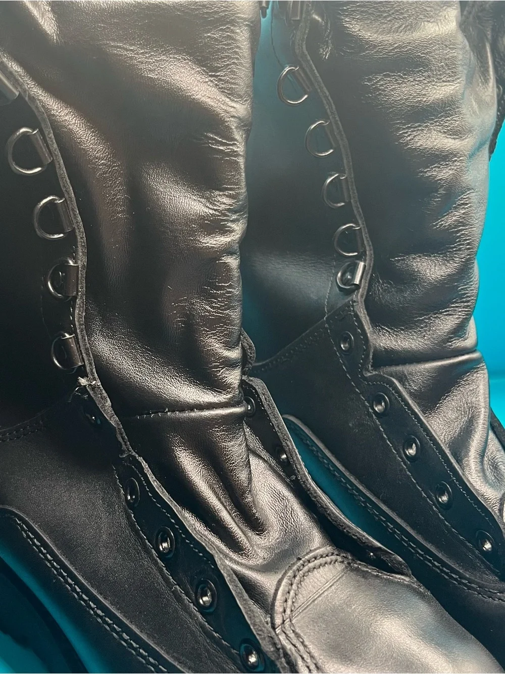 Men's Black Leather Tactical Lace-Up Boots